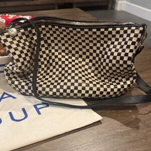 Clare V. Checkered Black and Cream Moyen Bag